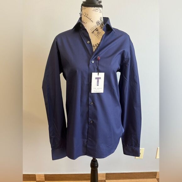 Ted Baker endurance slick rick shirt deep purple NWT Size 15R - Picture 1 of 12